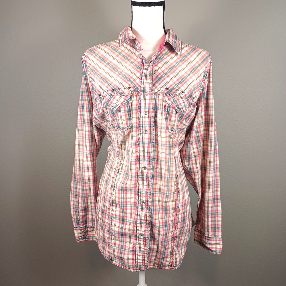 Rock 47 by Wrangler Western Rhinestone Snap Shirt XL